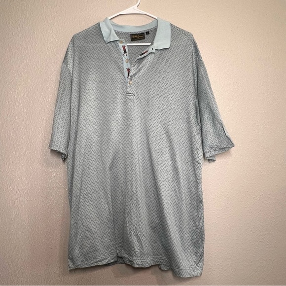 Bobby Jones Polo Shirt Mens Large Light Blue Chevron Vintage Golf Cotton - Picture 12 of 12